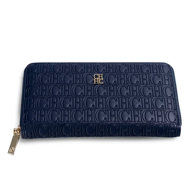 CH Women's Luxury Handbags Compact Wallet Minimalist Design with Embossed Initials Women's Coin Purse Portable Leather Wallet