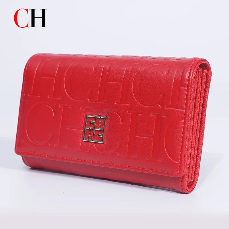 CH Luxury Card Bag Minimalist Chic Embossed Design Wallet Stylish Women Accessory Compact Multi Slot Card Holder Daily Essential