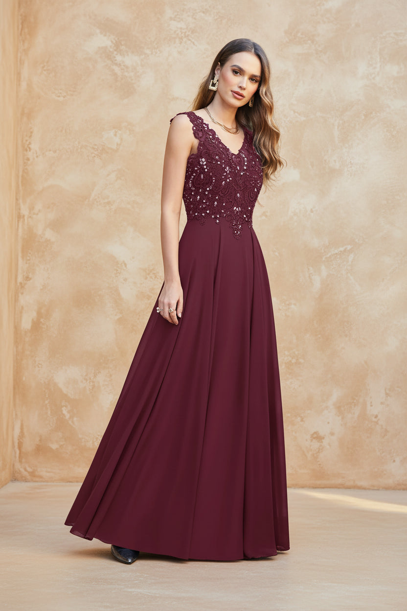 Navy Blue Chiffon Lace Beaded Evening Dresses V Neck Crystal Sleeveless Elegant Formal Party Prom Gowns Vestido De Fiesta Bride
