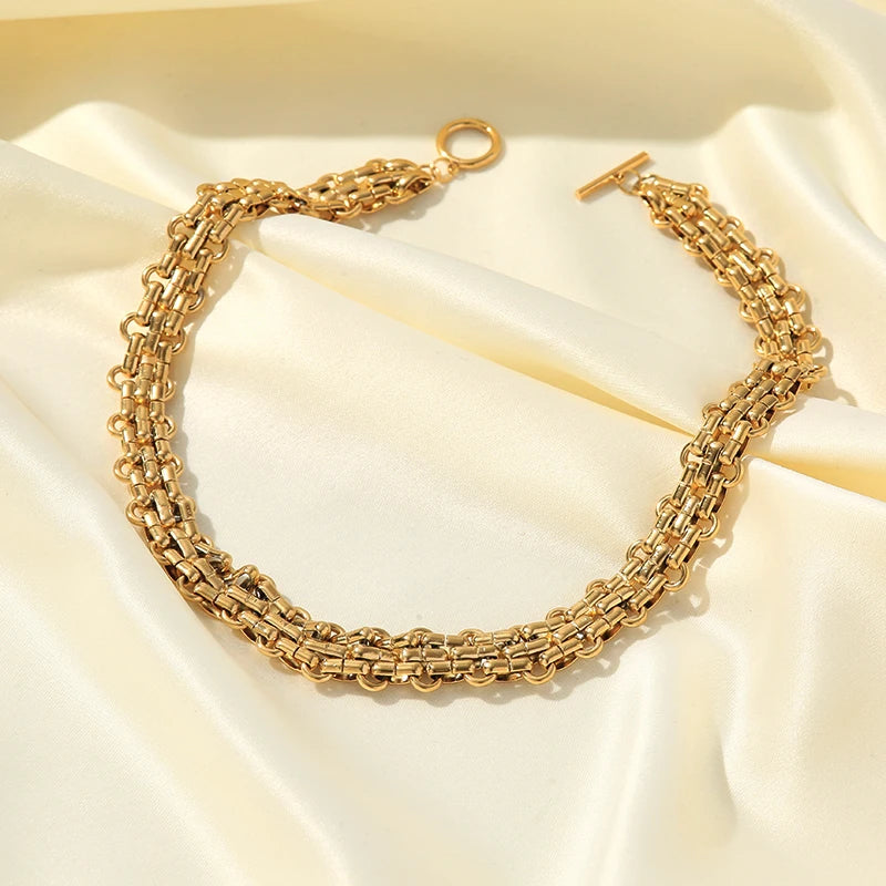 EILIECK 316L Stainless Steel Silver Color Cuban Chain Statement Necklace Bracelet Set Charm Fashion Women Waterproof Jewelry Set
