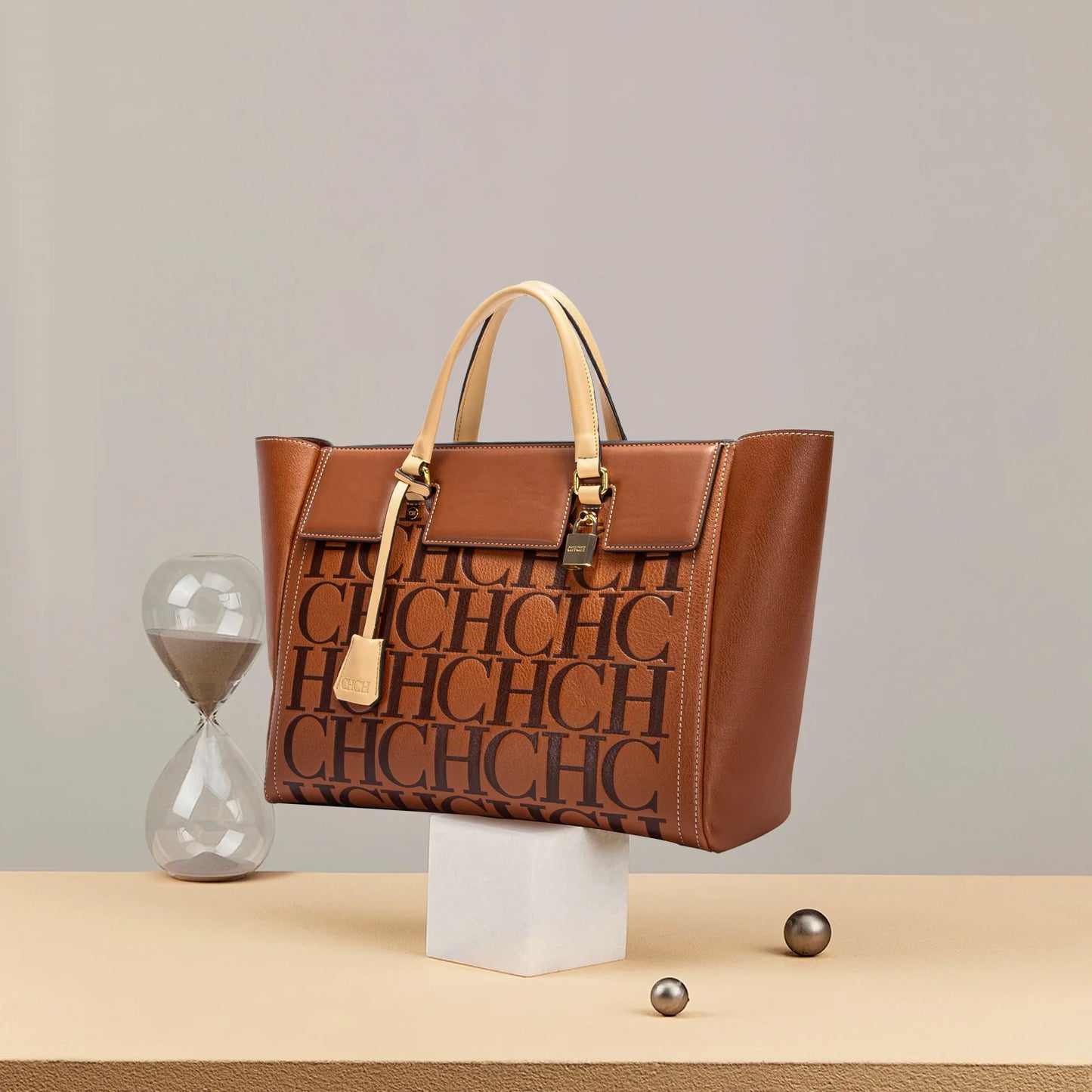 CH Embossed Detail Tote Women Trendy Handbag Top Handle Shoulder Shopper Urban Street Style Everyday Use