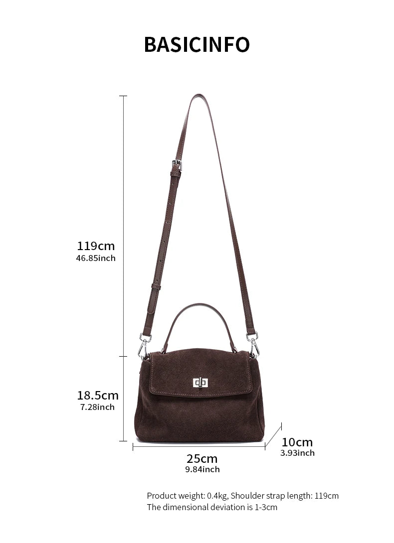 2026 NEW Autumn winter women's Natural Suede leather Crossbody Bag luxury designer Genuine Leather commuting messenger bag