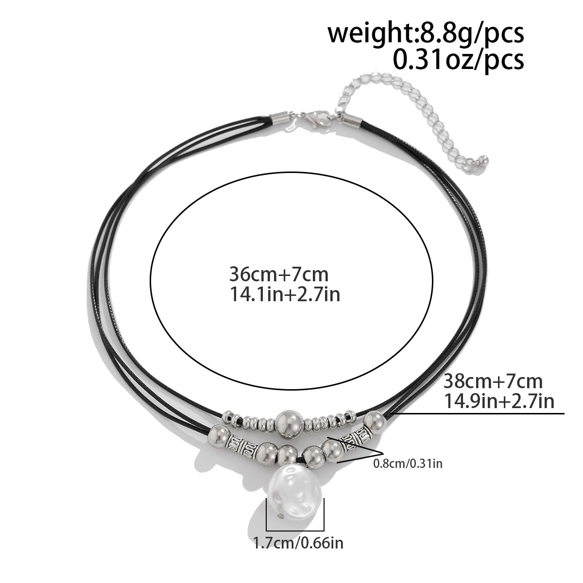 KunJoe Vintage Multilayer Leather Rope Chain Beaded Choker Short Necklace Women Ethnic Imitation Pearl Pendant Necklace Jewelry