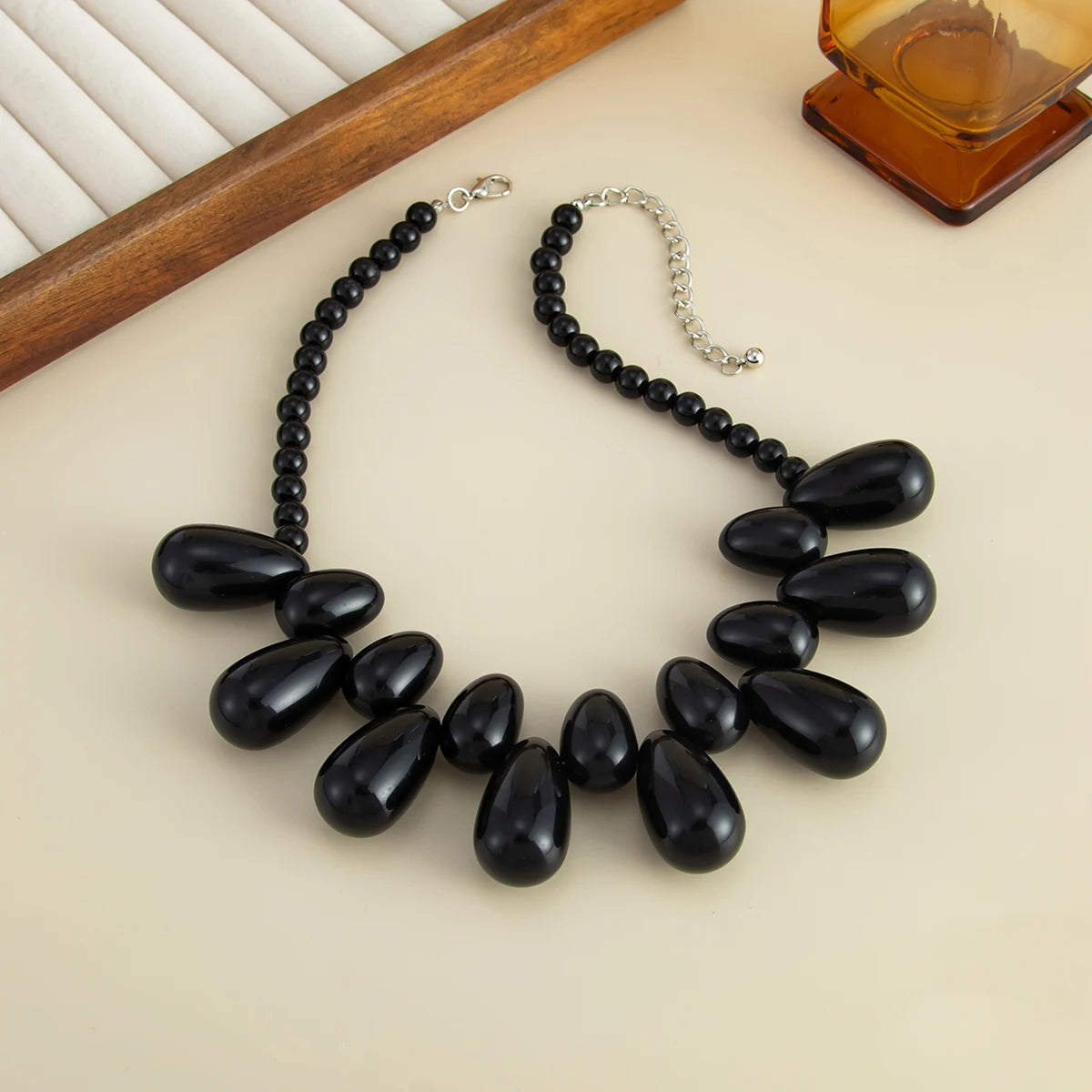 Salircon 5 Style Exaggerated Big Water Drop Resin Pendant Choker Necklace Women Boho Clavicle Chain Statement Mujer Jewelry Gift