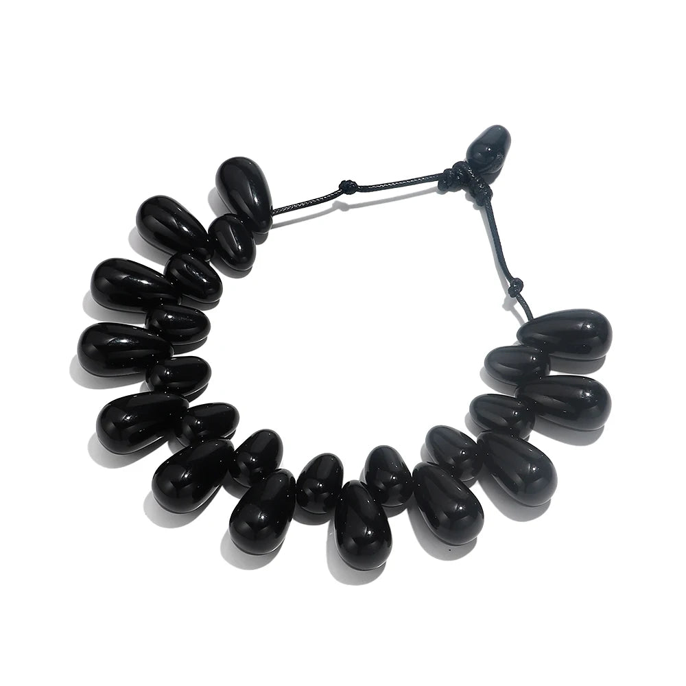 Handmade Colorful Resin Waterdrop Beaded Choker Necklaces for Women Exaggerated Acrylic Geometric Pendant Neck Boho Jewelry Gift