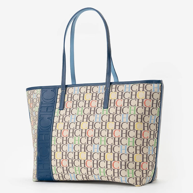 CH Women's Fashion Monogram Tote Bag, Large Capacity Shoulder Handbag, Casual Shopping Bag for Office and Travel