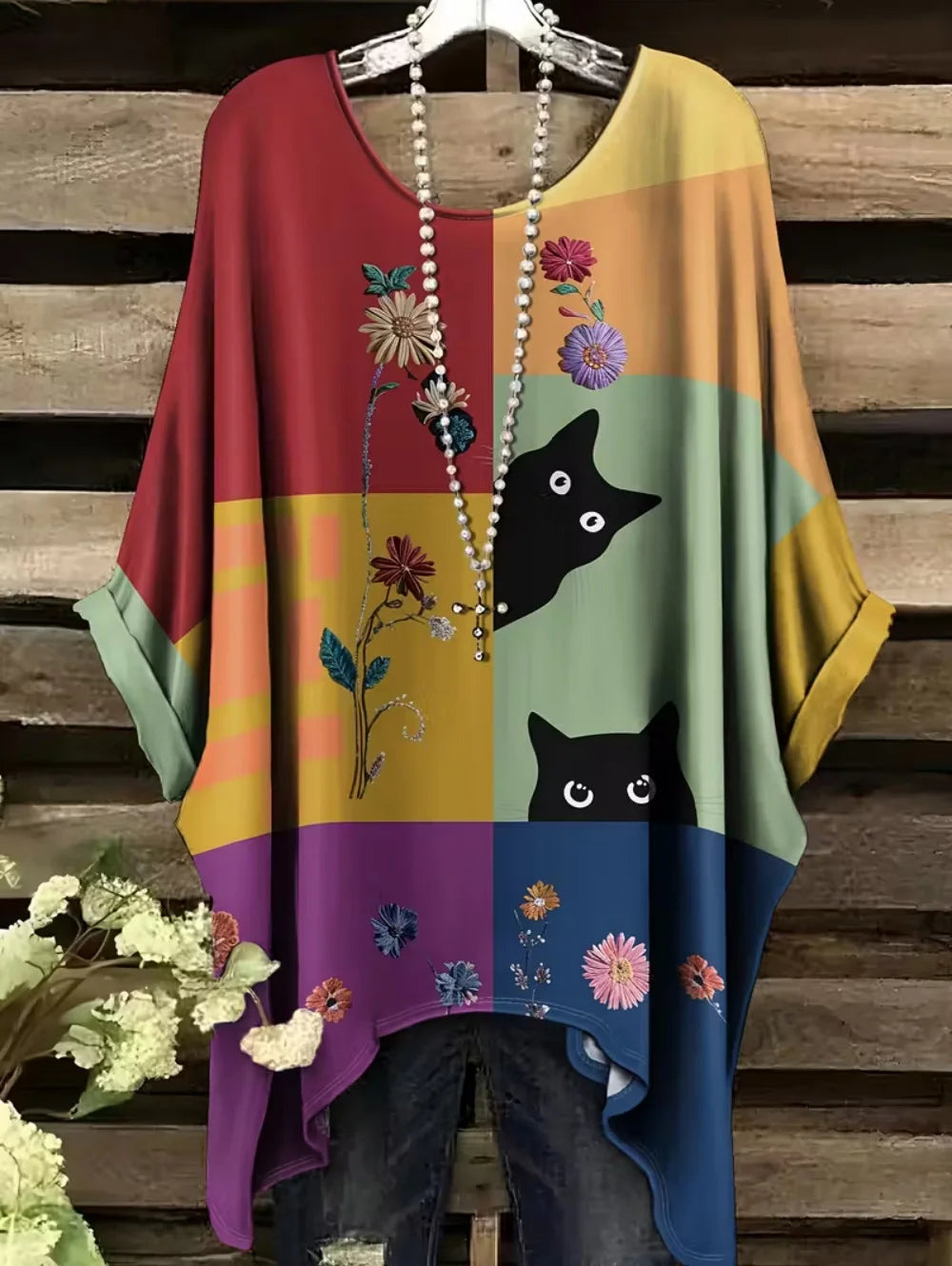 Retro Women's T Shirt Anime Cat Graphic Girl Clothes Summer O-Neck Short Sleeve Tees Female Harajuku Streetwear Oversized Blouse