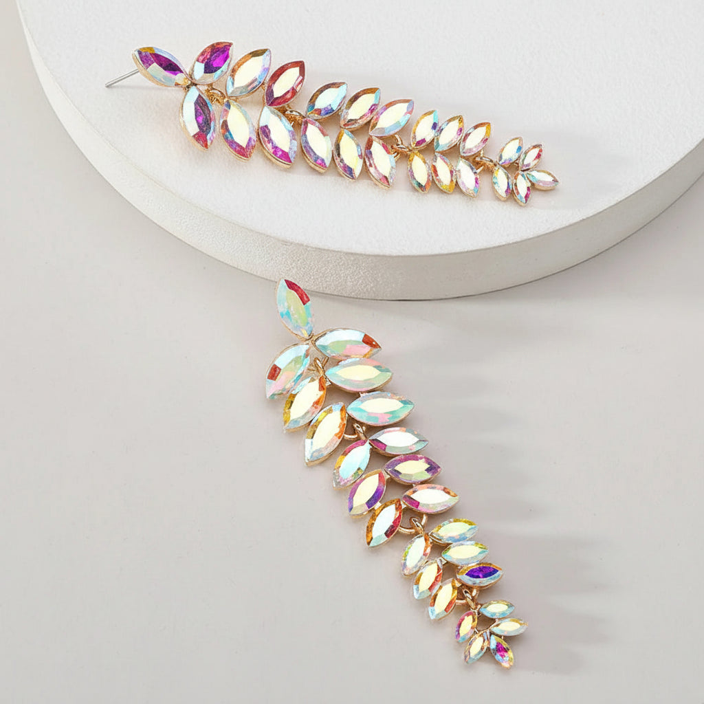 Leaf Shiny Glss Decor Dangle Drop Earrings