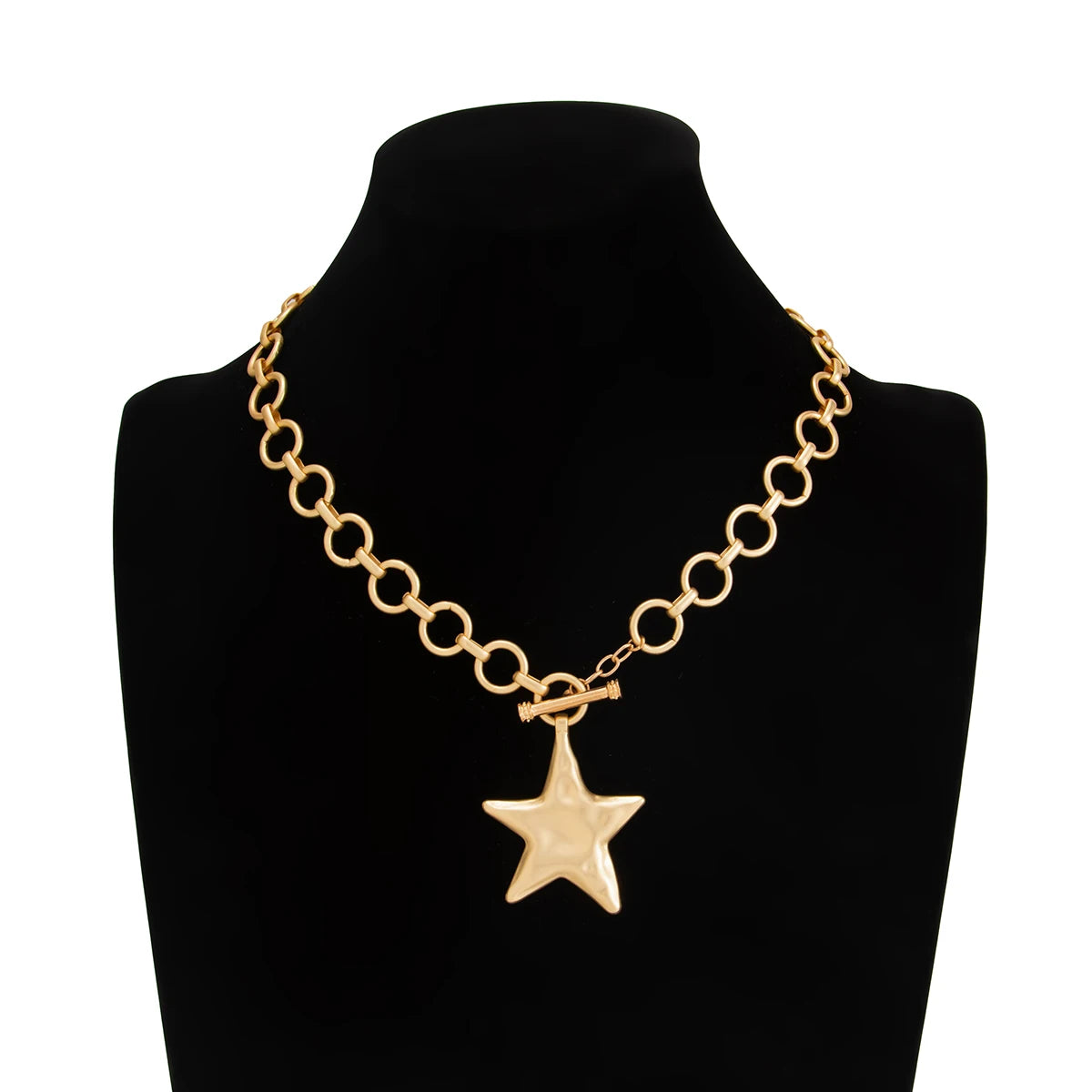 Ingemark Hip-Hop Punk Star Metal Pendant Chokers Necklace Women Trendy Simple OT Buckle Thick Neck Chain 2025 New Jewelry Gift