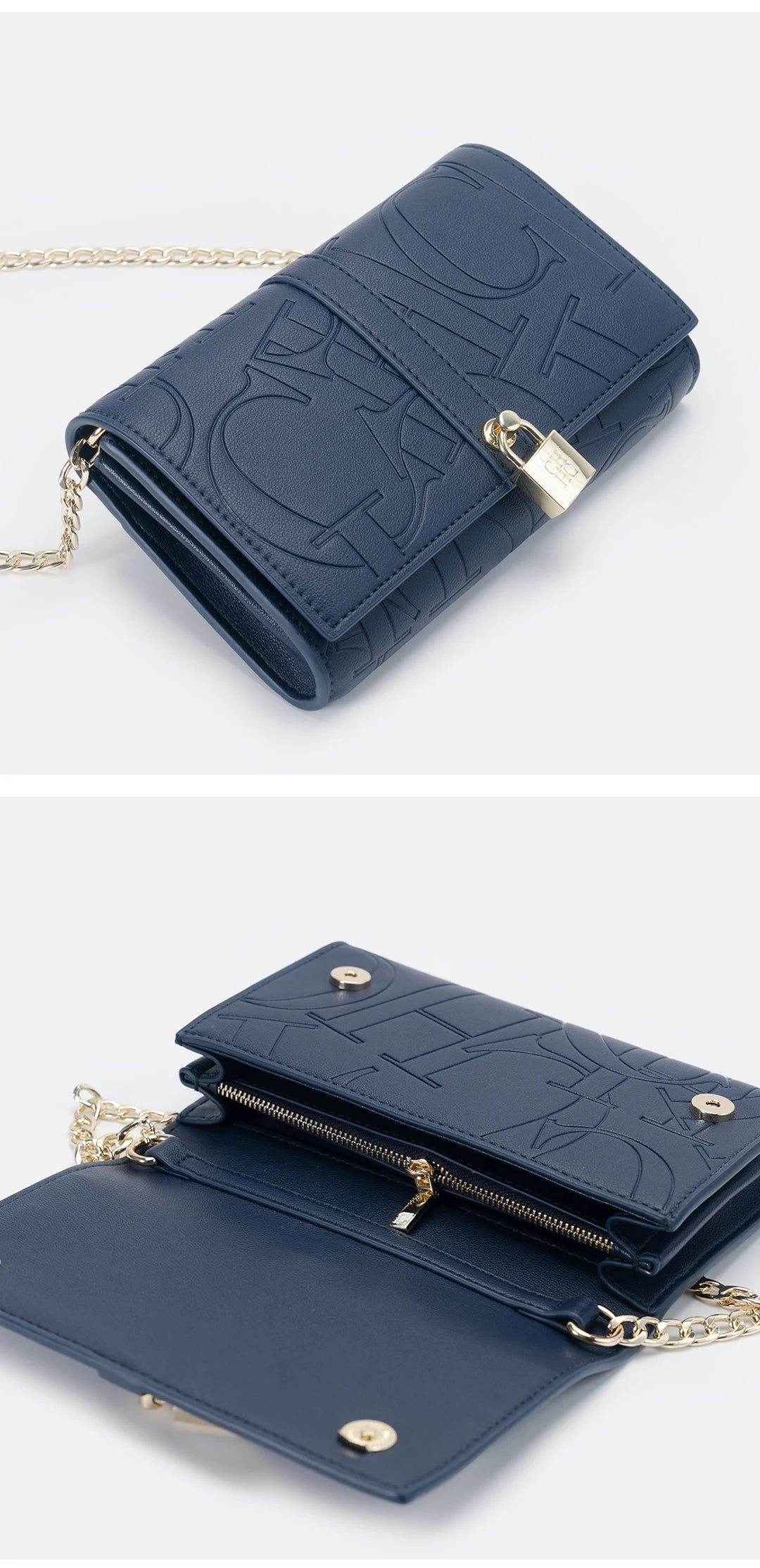 CH Chain Bag PU Material Solid Color Big Letter Print High Quality Lock Design Women's 2025 Designer New Shoulder Bag