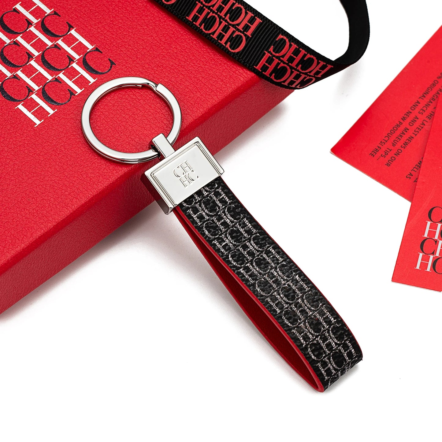 CH Niche High-end Keychain Leather Keychain Unique Printing Design Fashion Keychain Simple and Exquisite Style Gifts