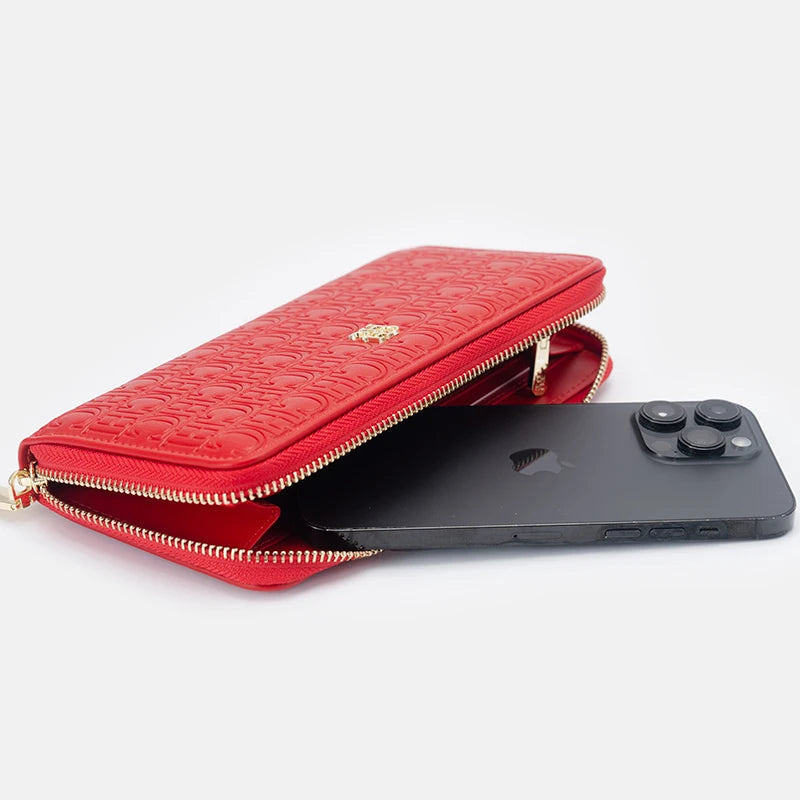 CH Women's Luxury Handbags Compact Wallet Minimalist Design with Embossed Initials Women's Coin Purse Portable Leather Wallet