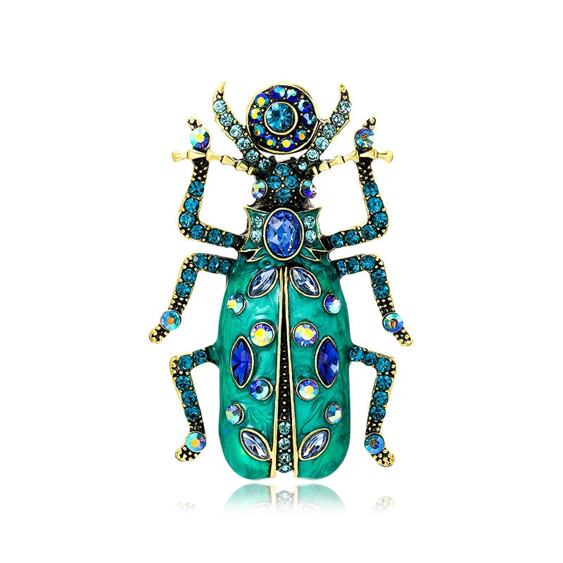 SKEDS Women Full Crystal Exquisite Beetle Brooch Badges Fashion Luxury High-end Elegant Lady Insect Pin Accessories