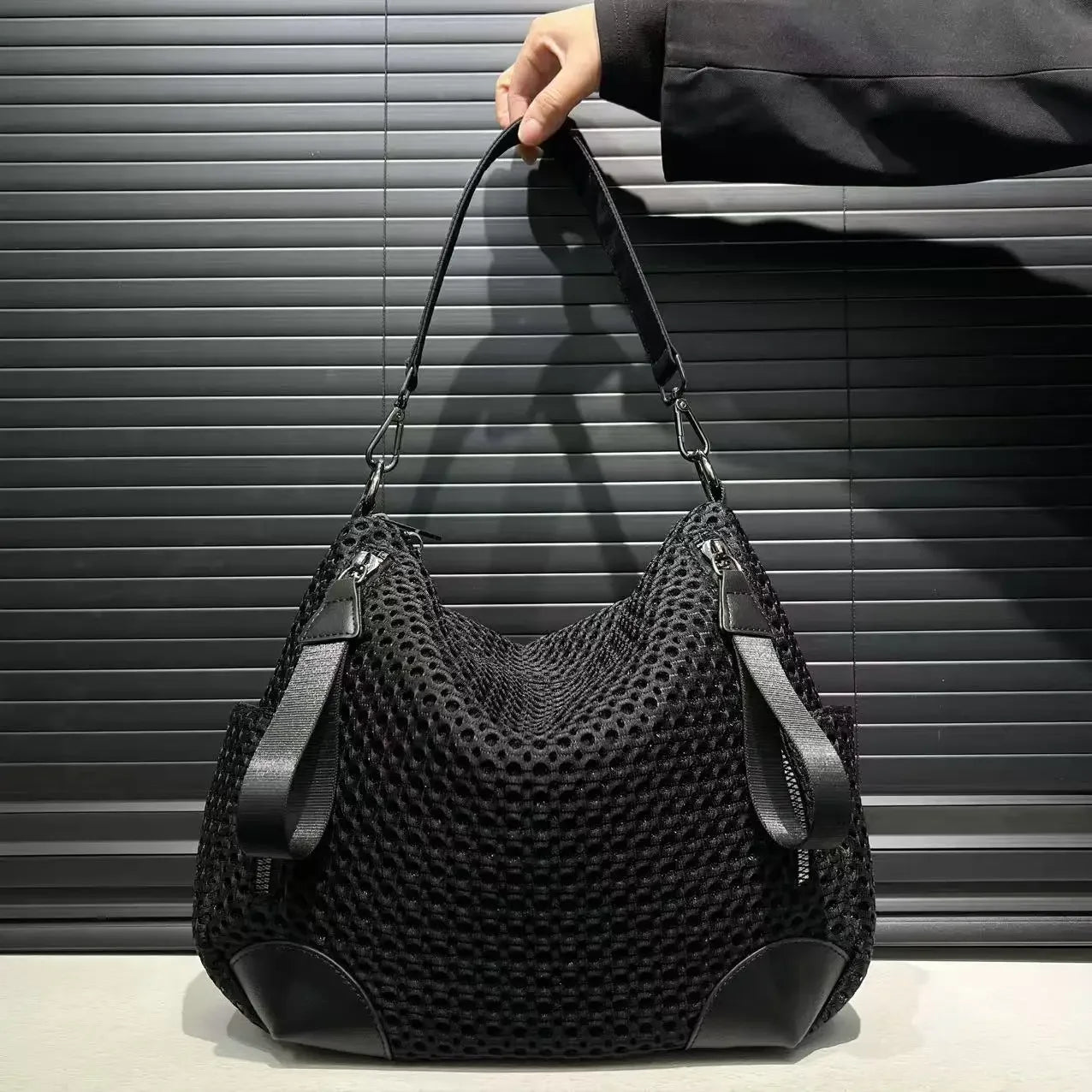 Large Nylon Mesh Crossbody Bag