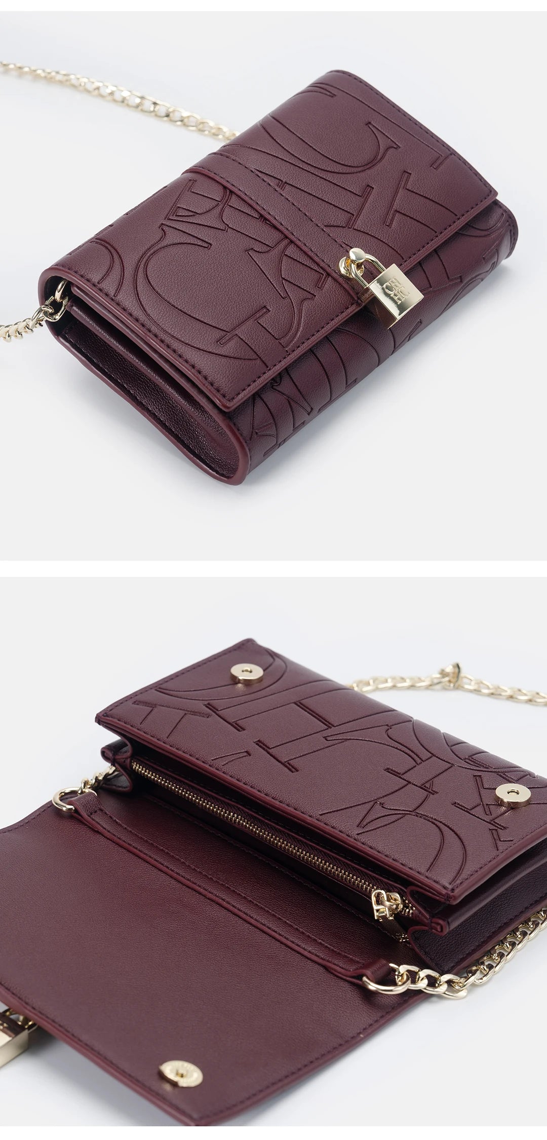CH Chain Bag PU Material Solid Color Big Letter Print High Quality Lock Design Women's 2025 Designer New Shoulder Bag
