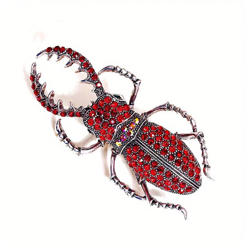 SKEDS Women Full Crystal Exquisite Beetle Brooch Badges Fashion Luxury High-end Elegant Lady Insect Pin Accessories
