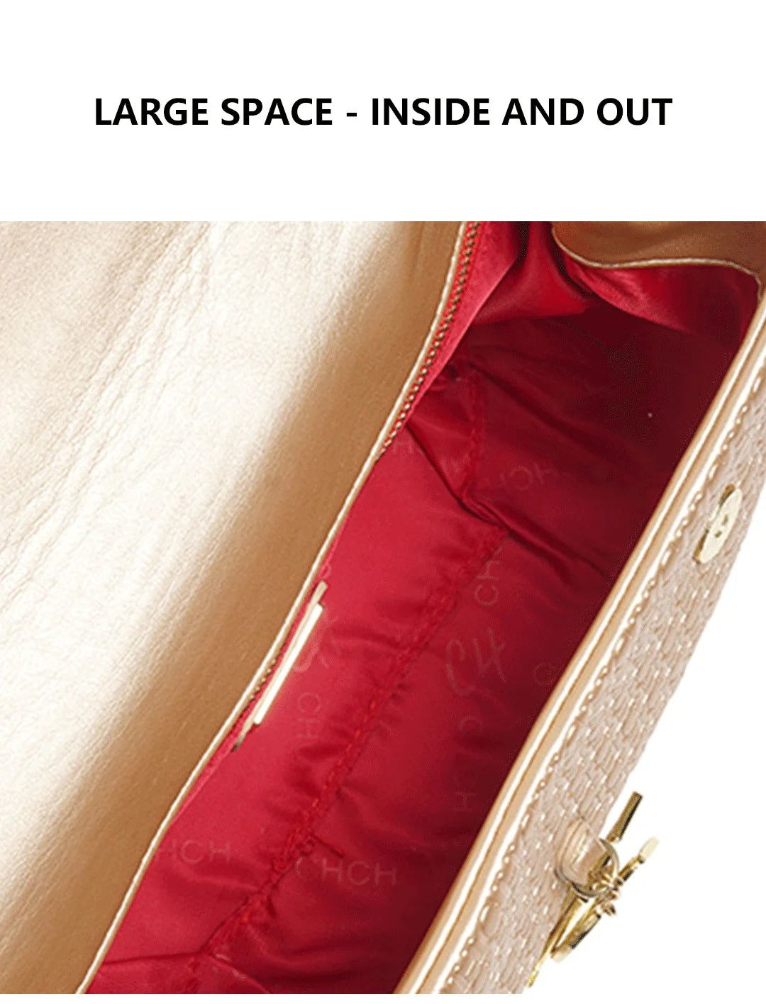 CH Lightweight PU+TPU Handbag 28x12x9cm, 5 Color Zipper Compartment Purse, Compact Tote Bag for Phone & Wallet