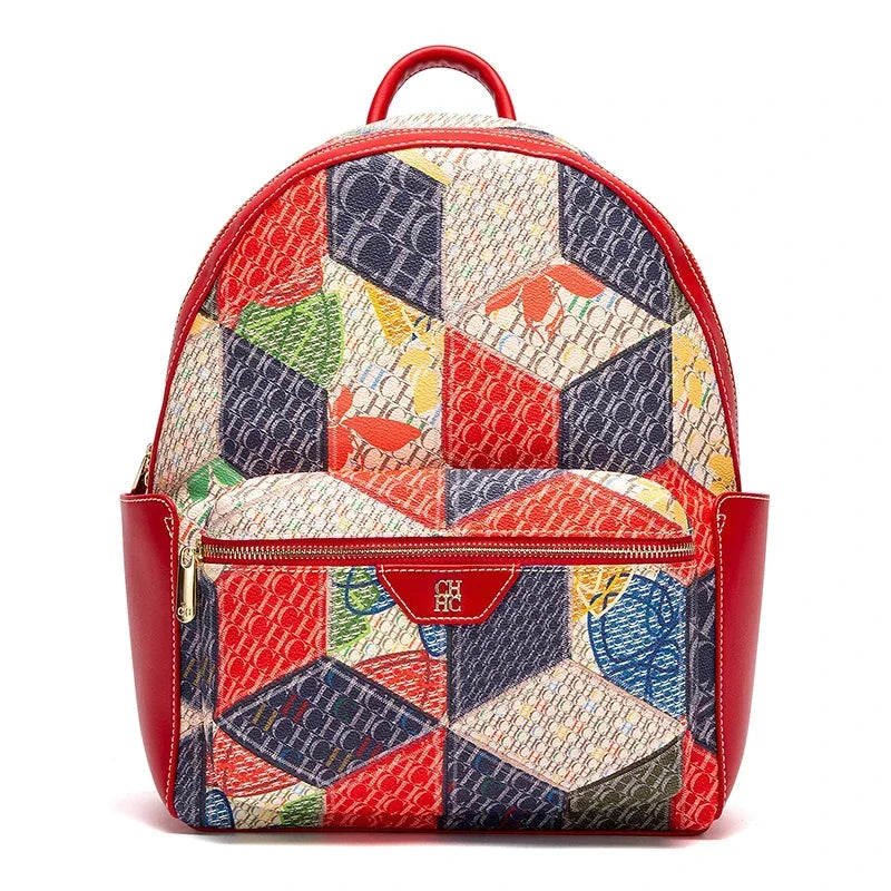 CH Unique Printed Design Women's Backpack Rugged Backpack Fashion Women's Backpack New 2025 Large Capacity Printed Travel Bag