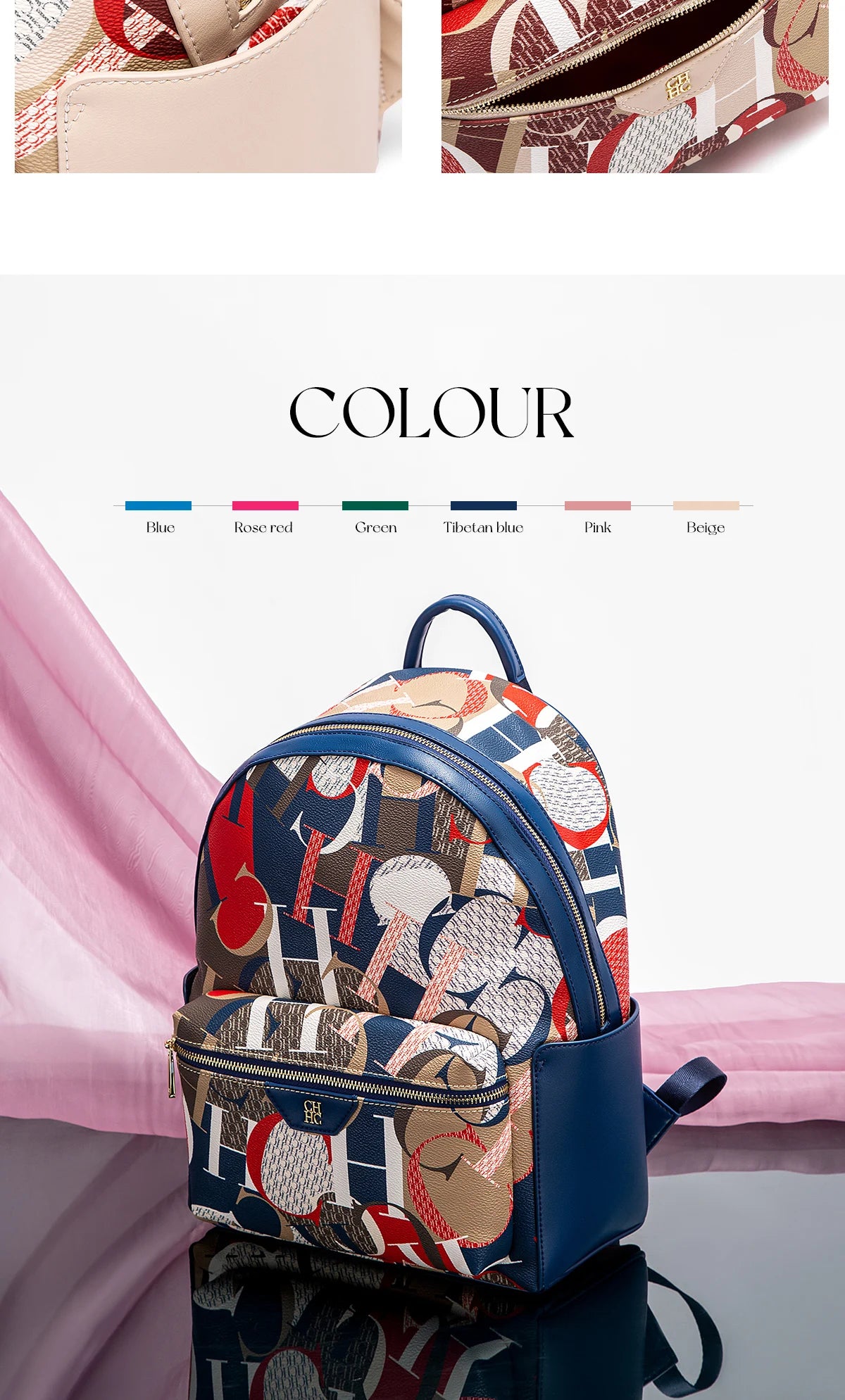 CH Unique Printed Design Women's Backpack Rugged Backpack Fashion Women's Backpack New 2025 Large Capacity Printed Travel Bag