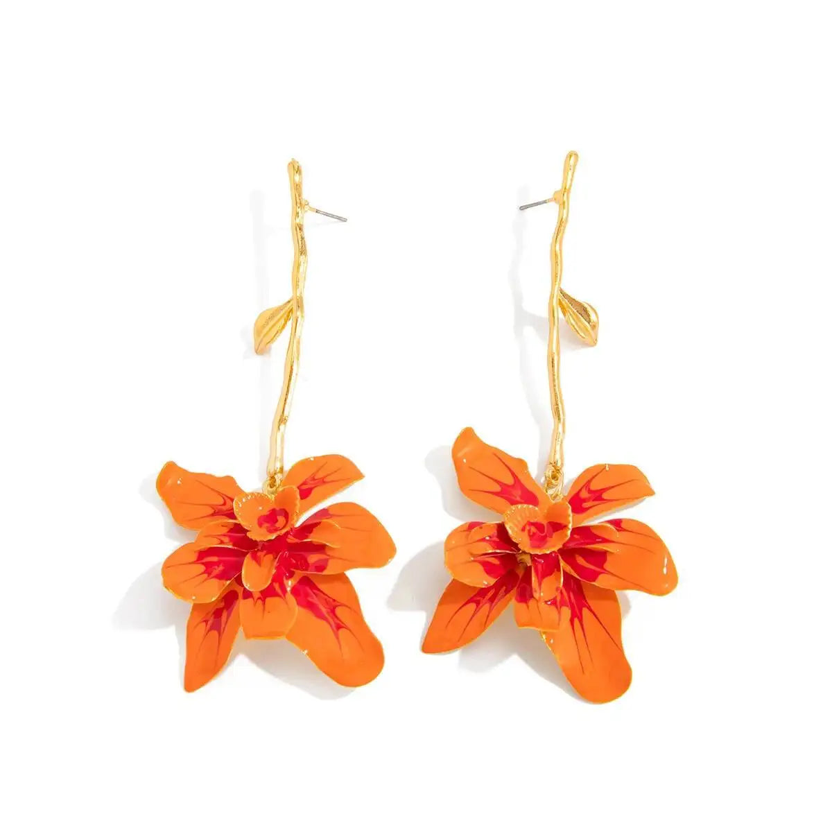 Salircon Vintage Exquisite Oil Drop Petal Flower Pendant Earrings Women Exaggerated Metal Long Tassel Earring 2025 Trend Jewelry