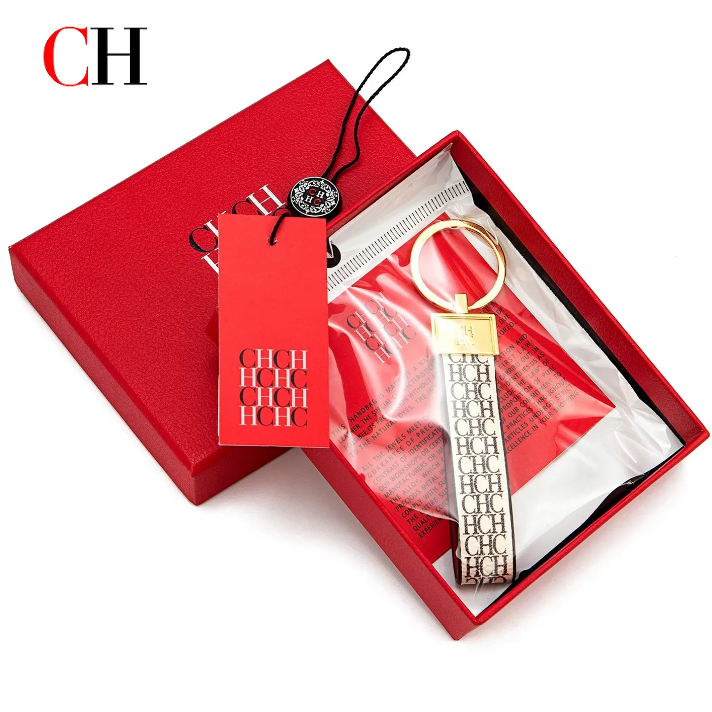 CH Niche High-end Keychain Leather Keychain Unique Printing Design Fashion Keychain Simple and Exquisite Style Gifts