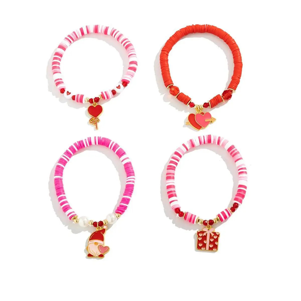 Salircon 4Pcs/Set Bohemia Soft Ceramic Acrylic CCB Beaded Chain Pink Crystal Heart Pendant for Women Christmas Jewelry 2026 New
