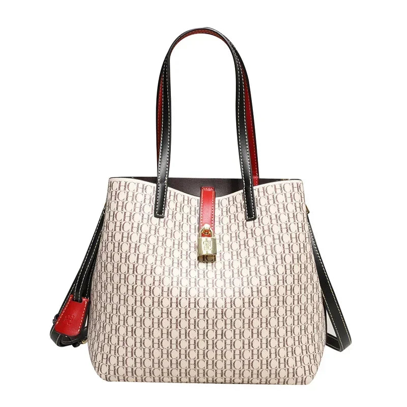 Premium Versatile PU Leather Crossbody Bag Ladies Large Capacity Daily Commuter Tote Bag Letter Print Design Ladies Fashion