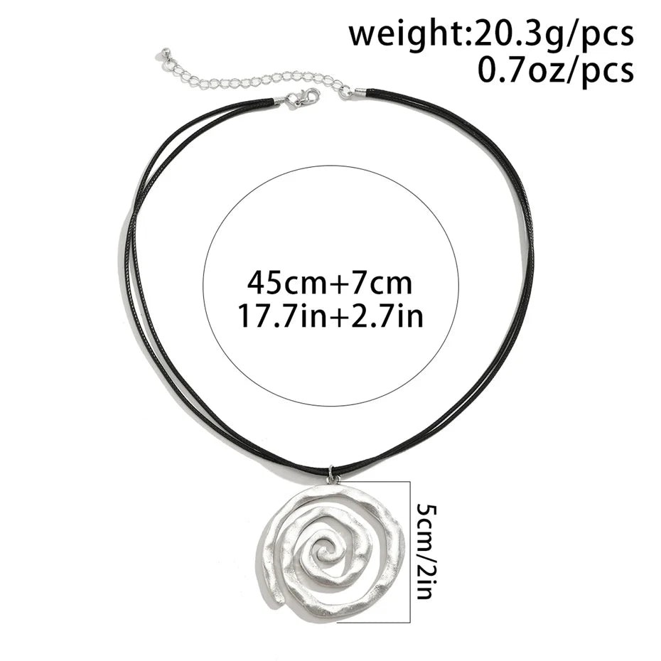 Ethnic Creative Big Spiral Conch Pendant Necklace Women Goth Adjustable Leather Wax Thread Chain Holiday Y2K Jewelry Accessories
