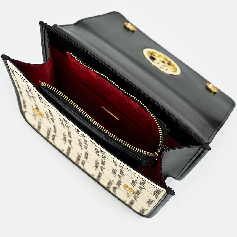 Solid Design Shoulder Bag Dark Letter Embossed Ladies Party Bag Exquisite Luxury Brand Fashion Vintage Design Handbag Classic
