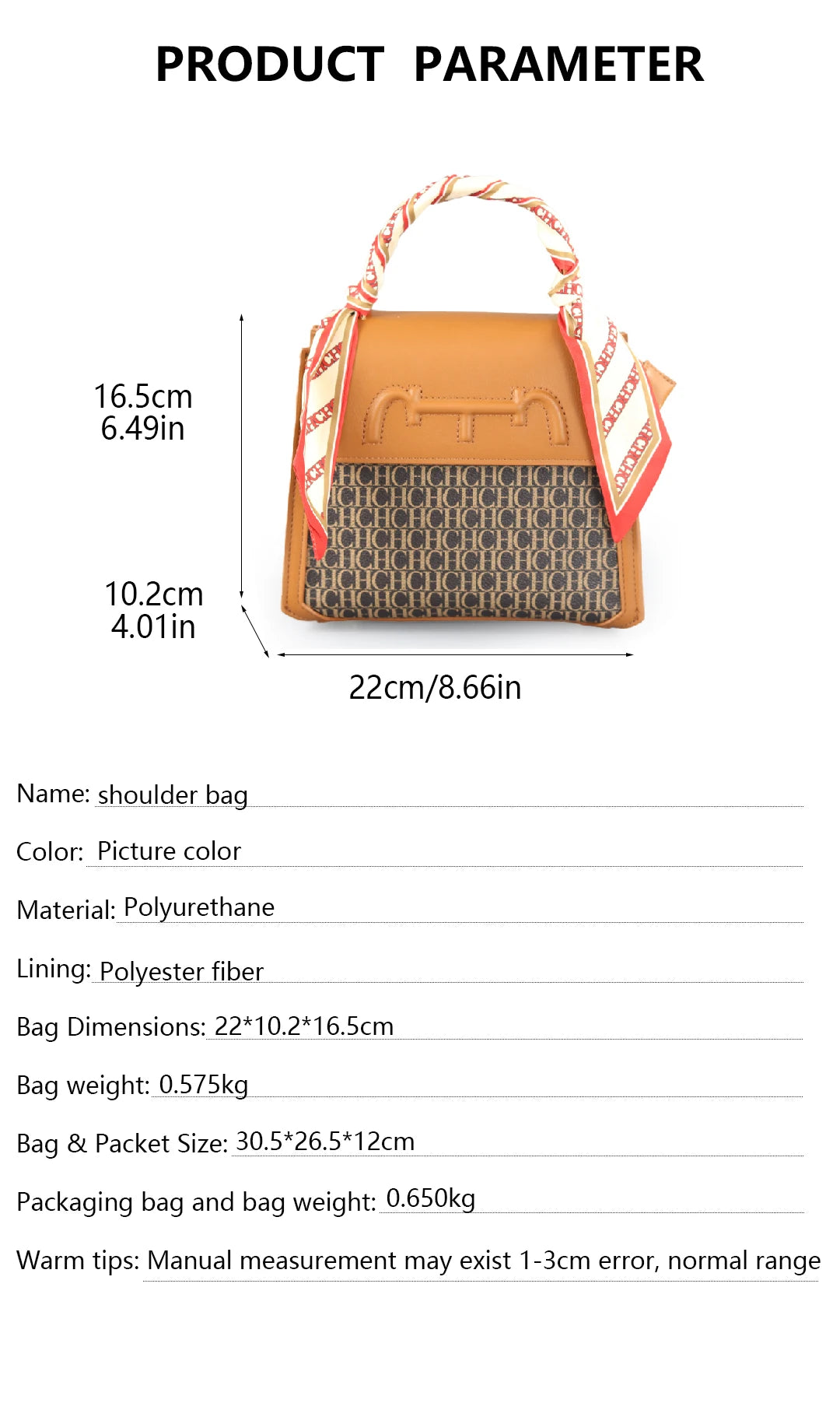 CH Women's Monogram Embossed Crossbody Bag with Scarf Handle & Horsebit Detail Fashion Shoulder Bag for Daily/Party