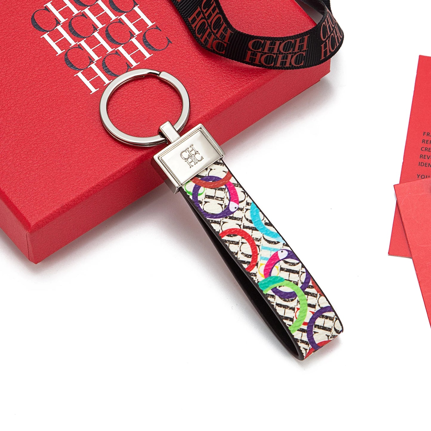 CH Niche High-end Keychain Leather Keychain Unique Printing Design Fashion Keychain Simple and Exquisite Style Gifts