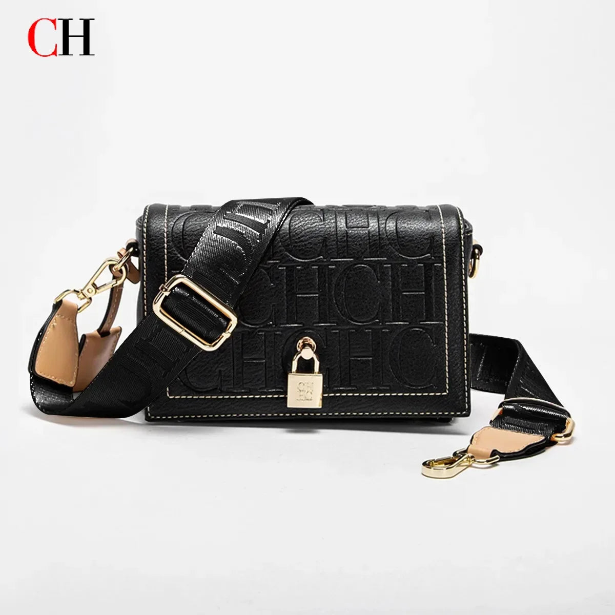 Fashion Design Model Metal Accessories Buckle Women's Shoulder Bag Luxury Brand 2025 New Fashion Solid Colour Printed Head Bag