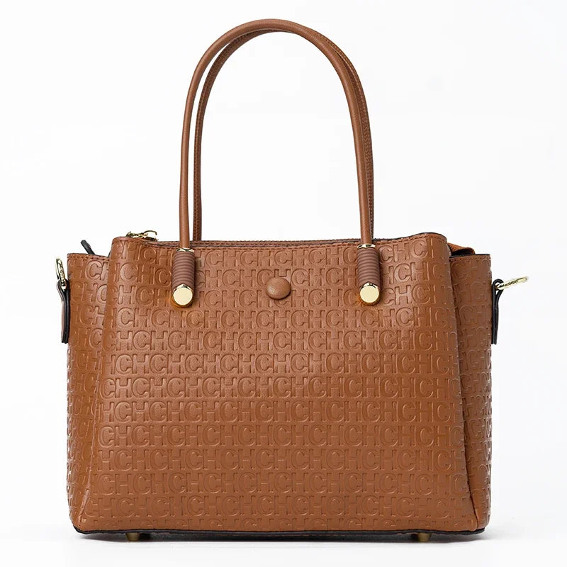 High Quality Metal Connection Brand Monogram Print Vintage Fashion Women's Tote Bag Large Capacity Commuter Versatile Tote Bag