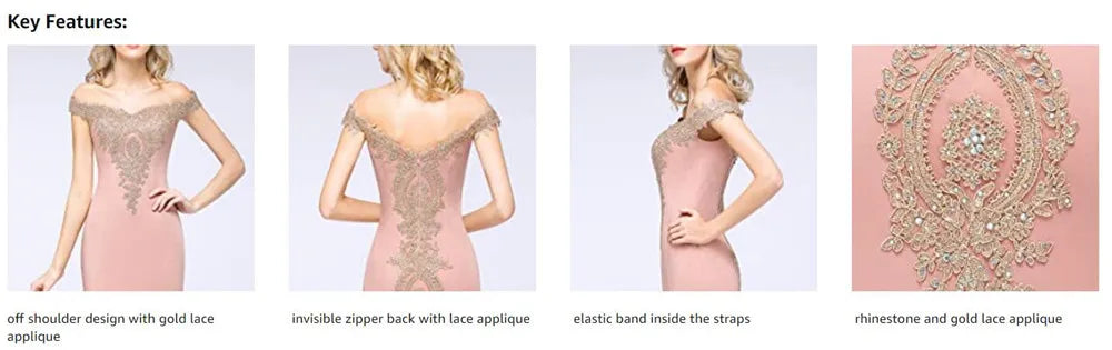 Gold Rose Lace Mermaid Prom Dresses For Women Burgundy Long Sexy Open Back Cap Sleeve Elegant Evening Party Gown Vestido de Gala