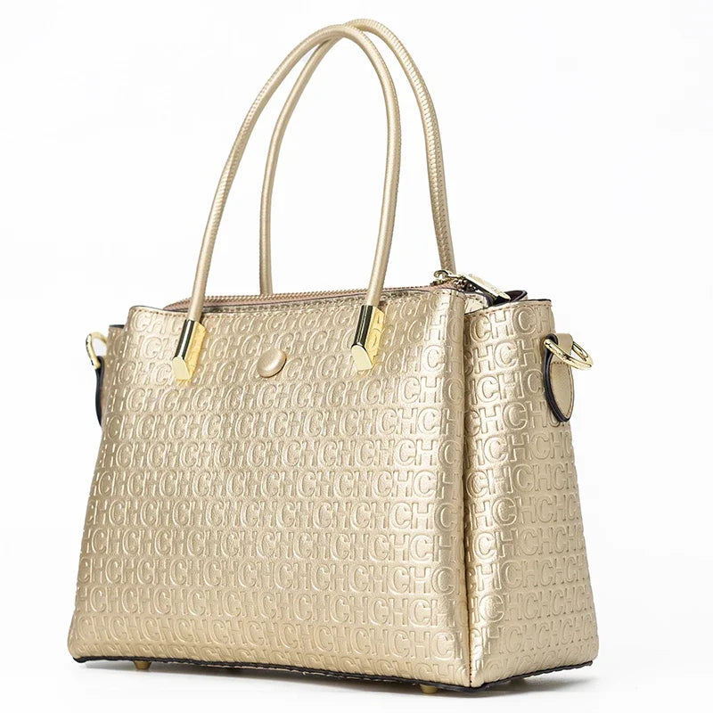 High Quality Metal Connection Brand Monogram Print Vintage Fashion Women's Tote Bag Large Capacity Commuter Versatile Tote Bag