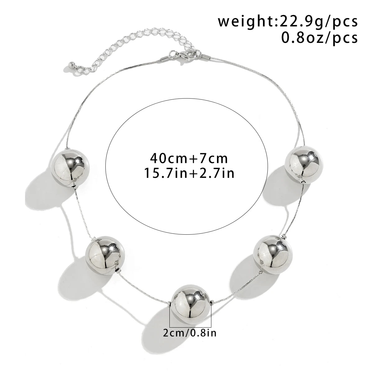 Salircon Punk Simple Metal Big Ball Bead Chain Clavicle Necklace Gothic Aesthetics Fine Snake Chain Choker Women's Trend Jewelry
