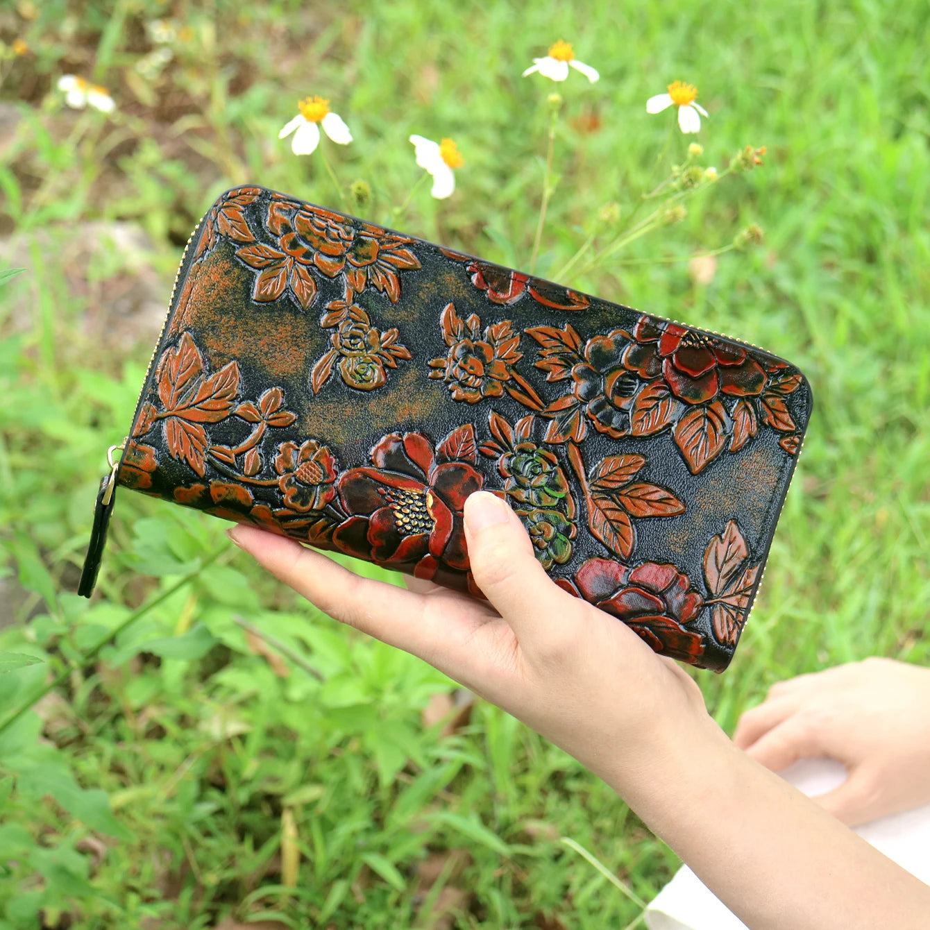 Wallet Women Large Capacity Card Holder Purse Floral Womens Leather Wallets Long Female Coin Purse Evening Clutch Bag