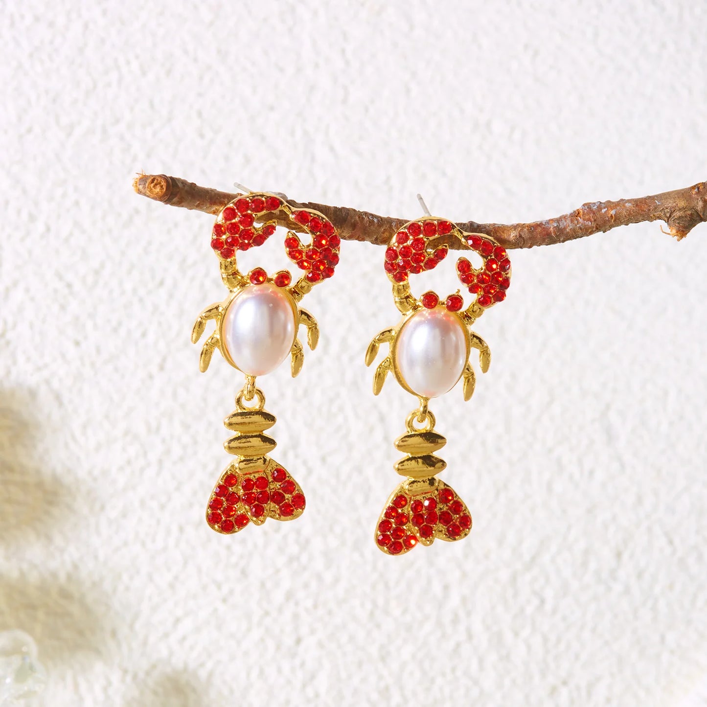 Personality Splicing Lobster Earrings for Women Metal Starfish Shell Animal Dangle Earrings Summer Beach Holiday Party Jewelry