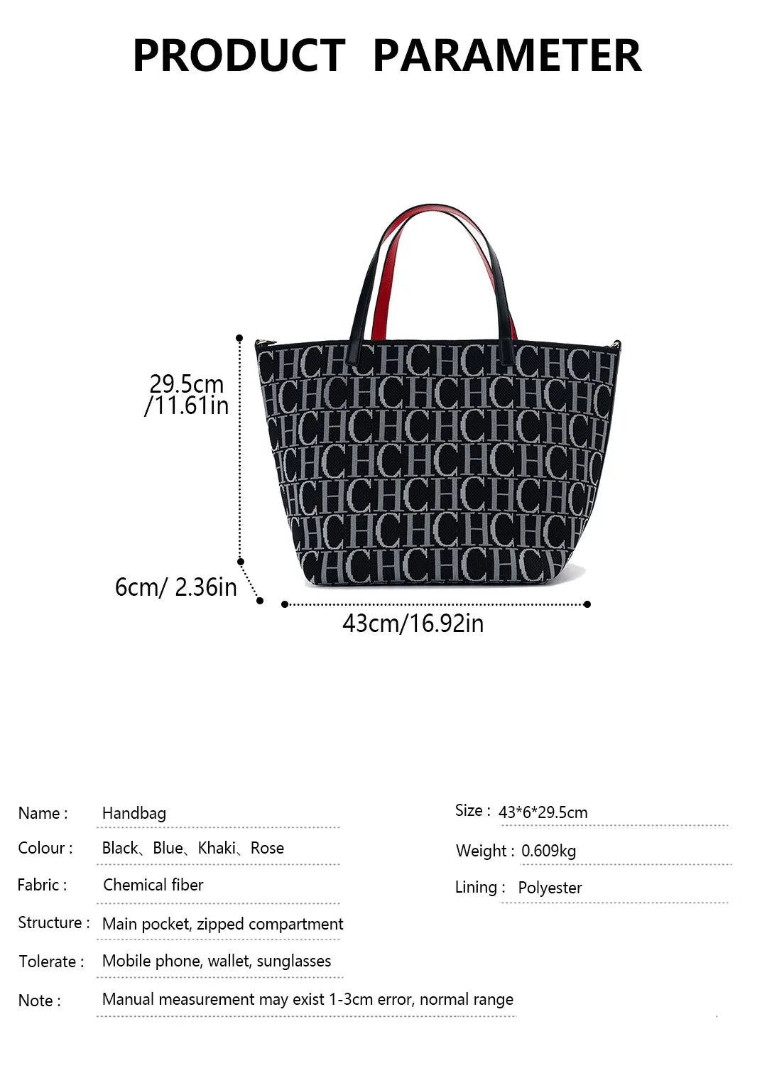 CH Brand Women's Handbag Autumn/Winter New Large Capacity Multi functional Letter Flyknit Design 2026 New Women's Tote Bag
