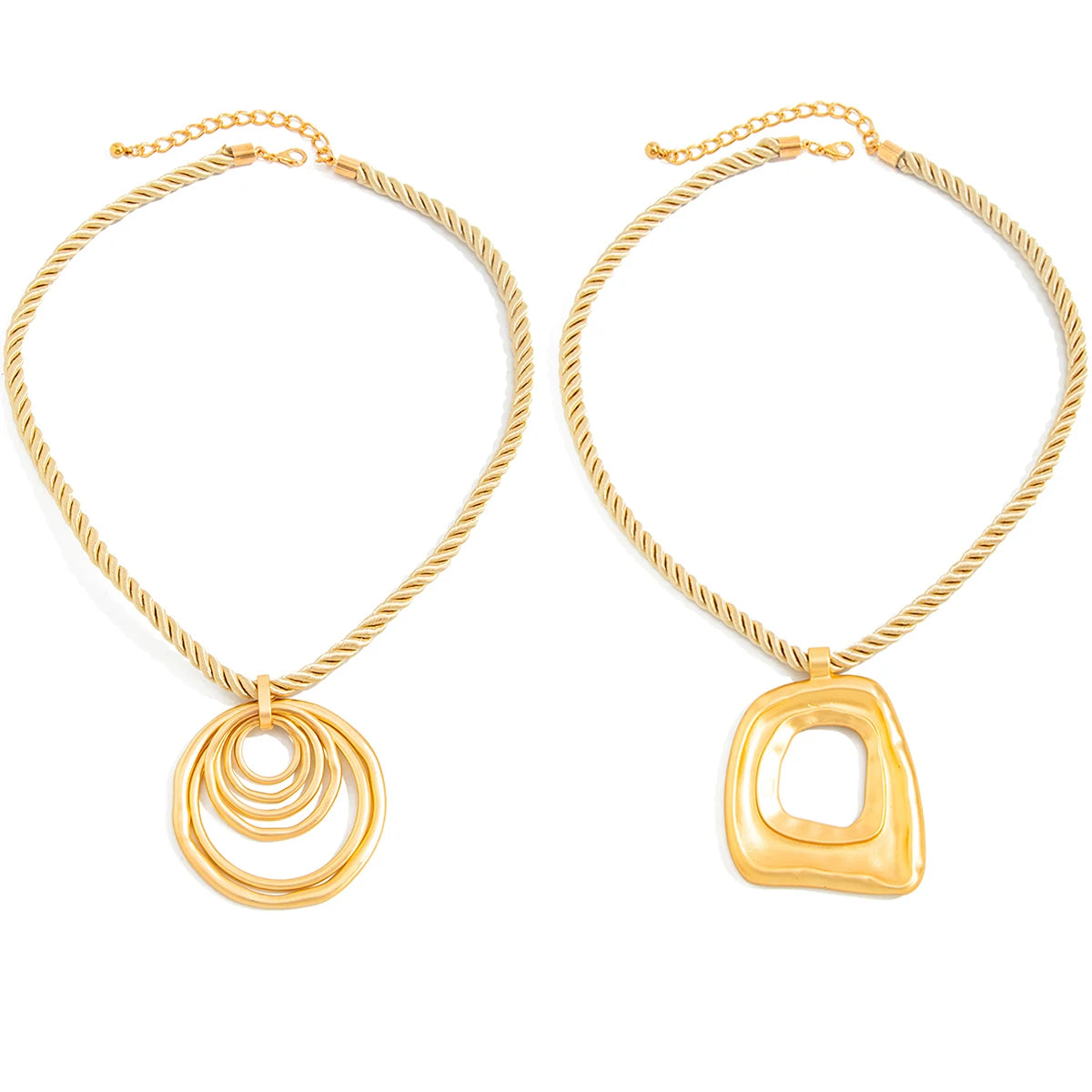 Salircon 2 Styles Vintage Geometric Large Square Hollowout Pendant Necklace for Women Punk Chunky Rope Chain Charm Jewelry Gifts