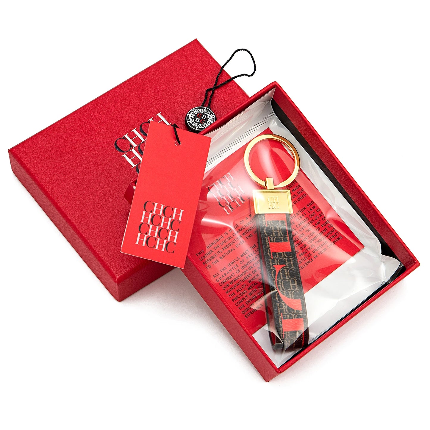 CH Niche High-end Keychain Leather Keychain Unique Printing Design Fashion Keychain Simple and Exquisite Style Gifts