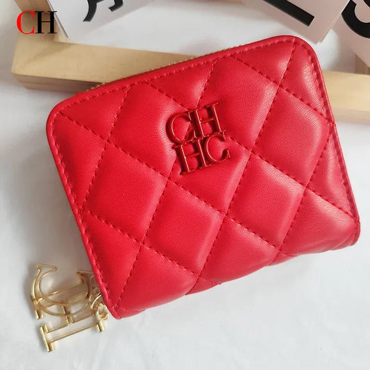 CH New Women's Wallet Exquisite Luxury Brand Short Solid Color Coin Women's Wallet High-quality PU Material Exquisite Brand Logo