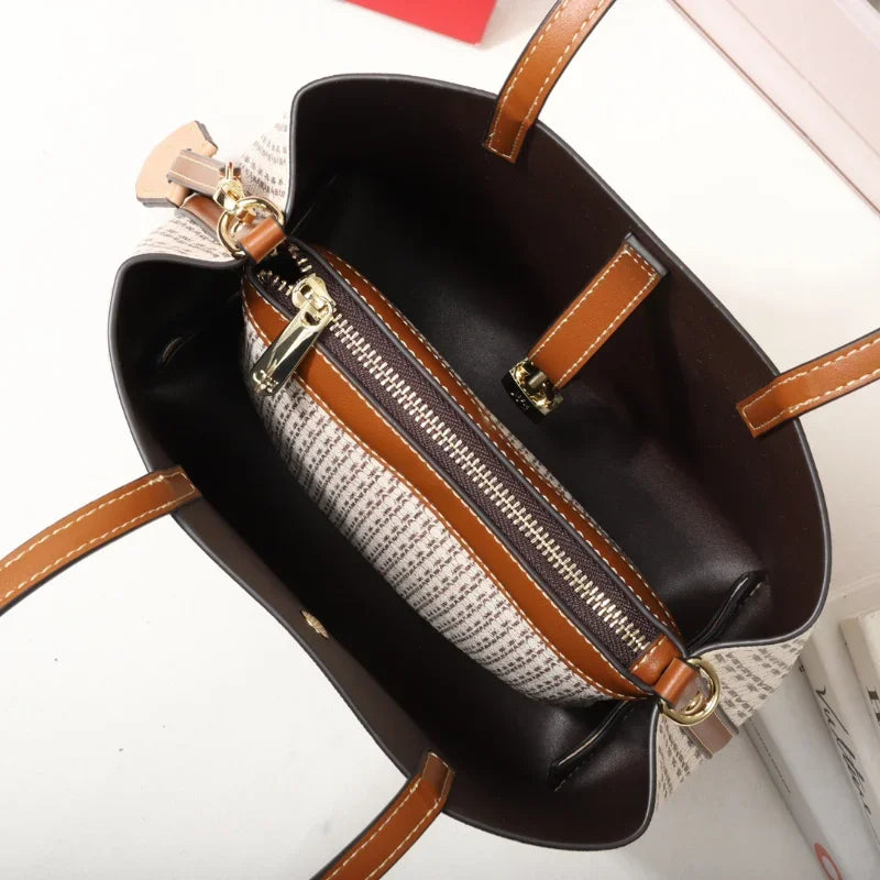 Premium Versatile PU Leather Crossbody Bag Ladies Large Capacity Daily Commuter Tote Bag Letter Print Design Ladies Fashion