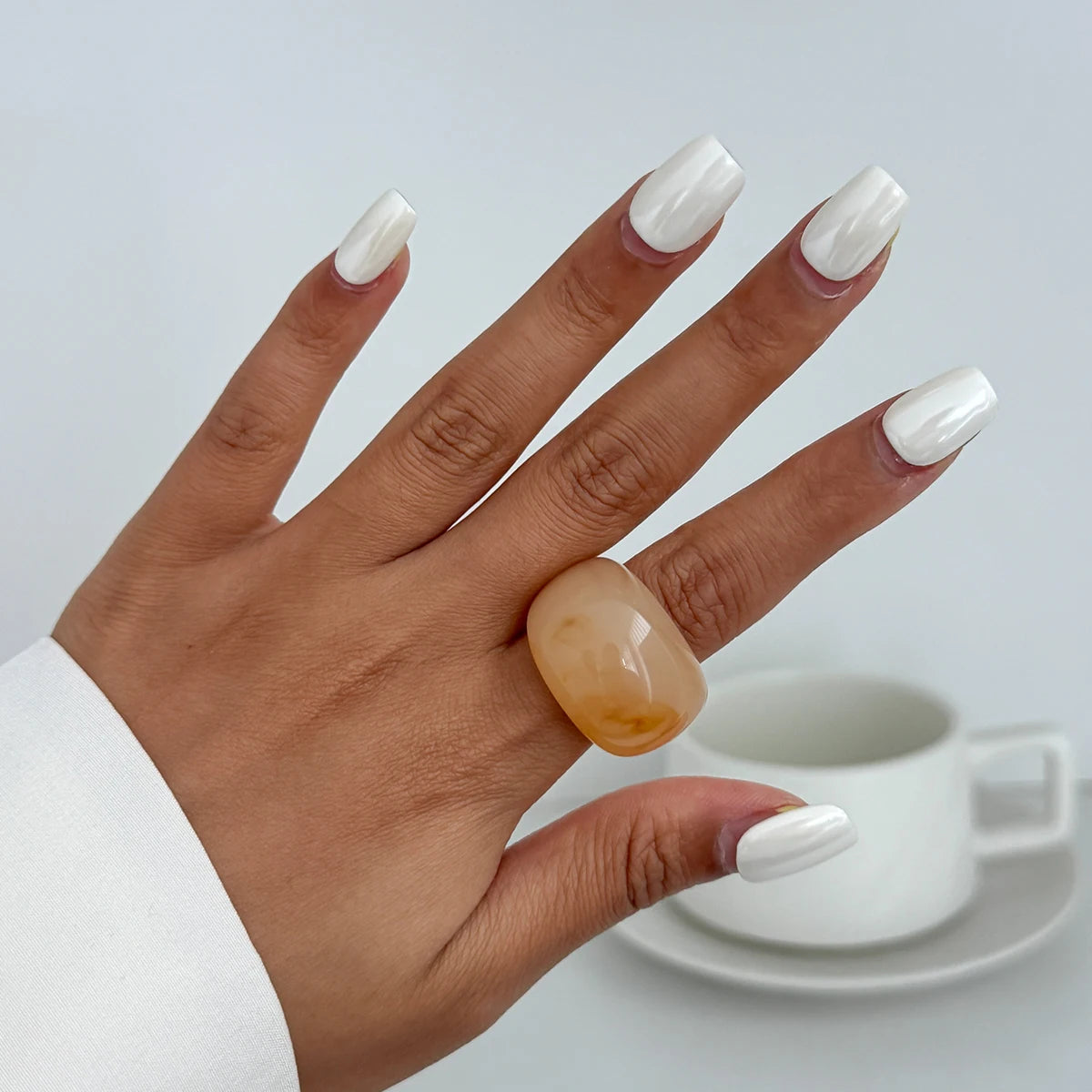 Salircon Y2K Korean Simple Resin Acrylic Rings Women Trendy Round Big Kpop Finger Knuckle Rings Aesthetic Jewelry Female Gifts