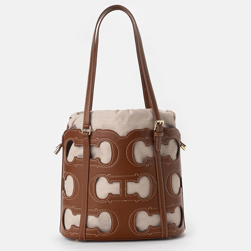 CH Women's Shoulder Bag High-end Brand Fashionable Hollow Design Women's Handbag Large Capacity Simple Solid Color