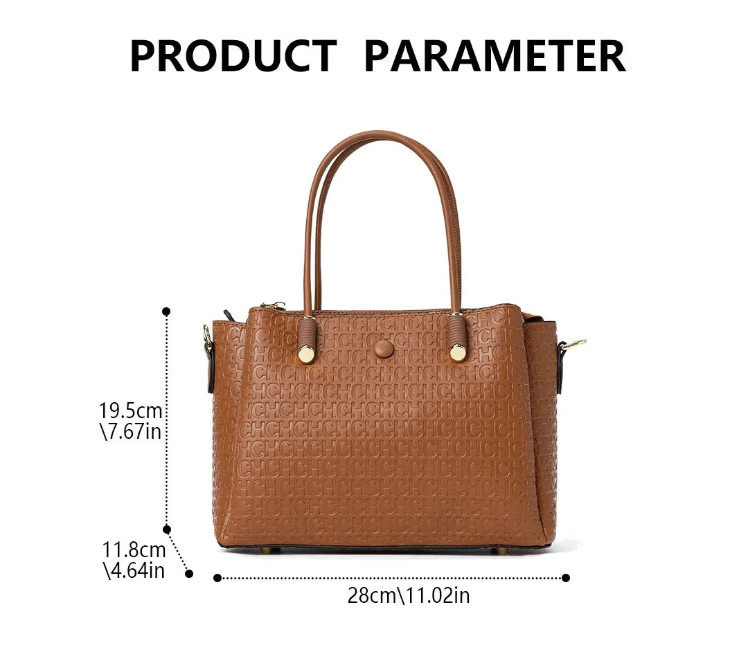 High Quality Metal Connection Brand Monogram Print Vintage Fashion Women's Tote Bag Large Capacity Commuter Versatile Tote Bag