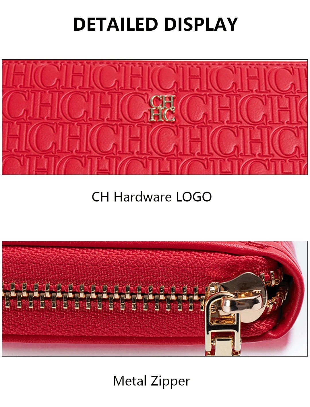 CH Women's Luxury Handbags Compact Wallet Minimalist Design with Embossed Initials Women's Coin Purse Portable Leather Wallet