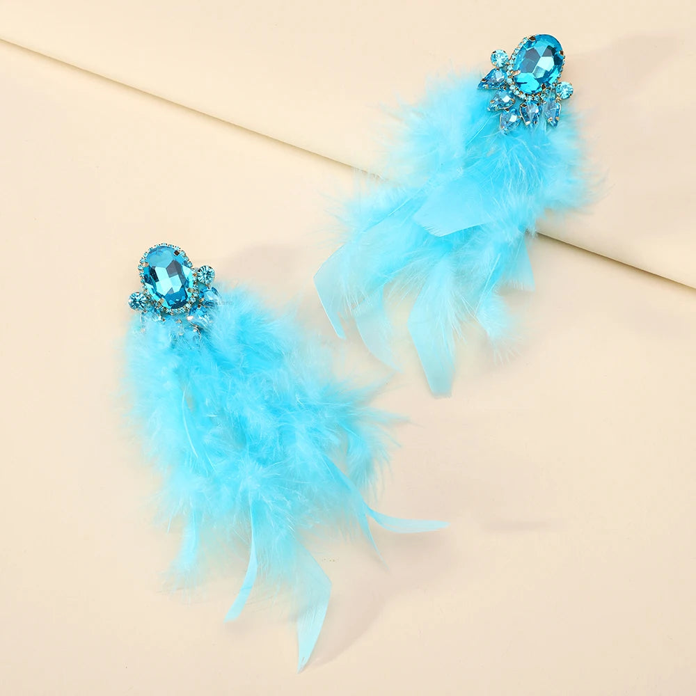 Feather Tassel Charm Elegant Long Dangle Drop Earrings