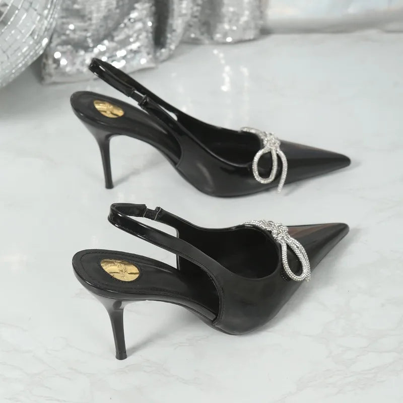 2026 Summer New Women's PU Classic Solid Color Sexy Pointed Toe Sandals Outdoor Casual Comfortable Office Women's High Heels