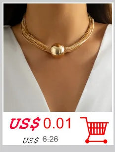 Ingemark Kpop Snake Chain Choker Necklace for Women Wedding On The Neck Temperament Ball Pendant Thin Link Party Jewelry